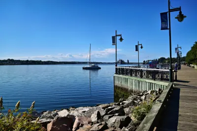 The foreshore path into Example Harbour village